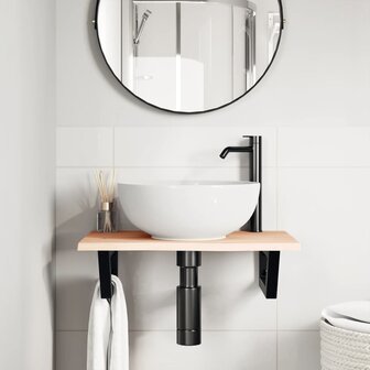 Badkamer wandschap staal en massief eikenhout 3