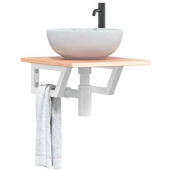 Badkamer wandschap staal en massief eikenhout 1