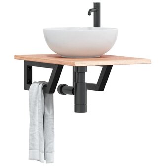 Badkamer wandschap staal en massief eikenhout 1