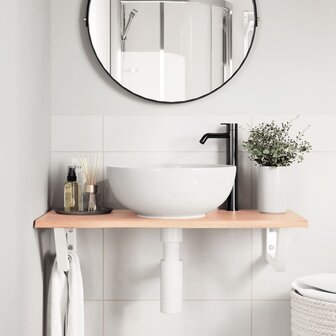 Badkamer wandschap staal en massief eikenhout 3