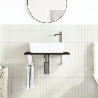 Badkamer wandschap staal en massief eikenhout 3