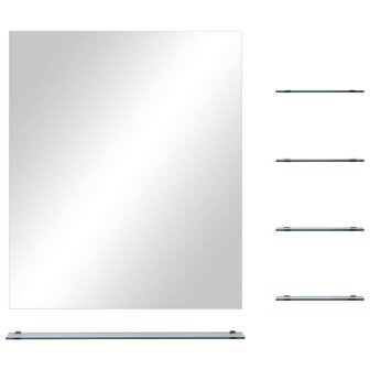 Wandspiegel met 5 schappen 50x60 cm zilverkleurig 3
