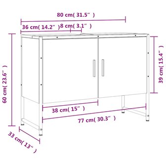 Wastafelkast 80x33x60 cm bewerkt hout grijs sonoma eikenkleurig 12