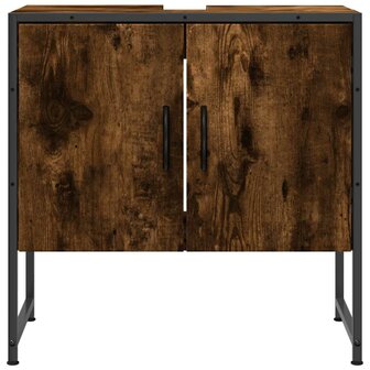 Badkamerkast 60x33x60 cm bewerkt hout gerookt eikenkleurig 4