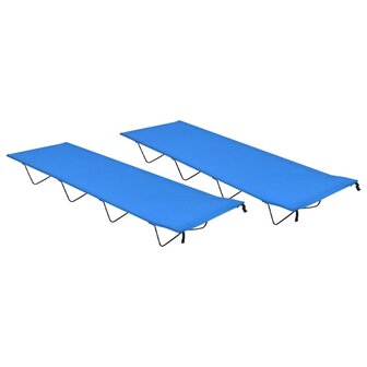 Veldbedden 2 st 180x60x19 cm oxford stof en staal blauw 1