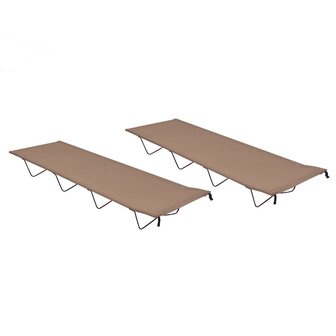 Veldbedden 2 st 180x60x19 cm oxford stof en staal taupe 1
