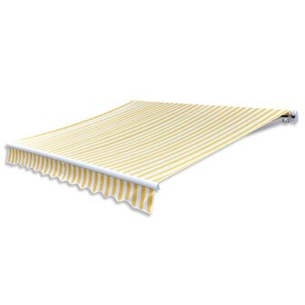 Luifel gemotoriseerd uitschuifbaar 400 cm geel/wit 1