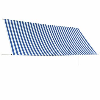 Luifel uittrekbaar 350x150 cm blauw en wit 3