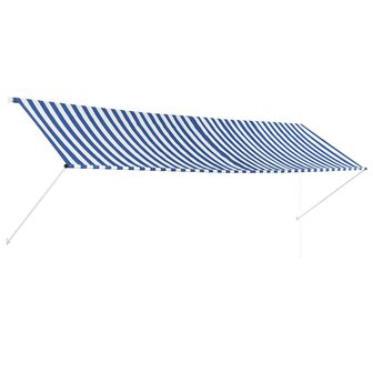 Luifel uittrekbaar 400x150 cm blauw en wit 1