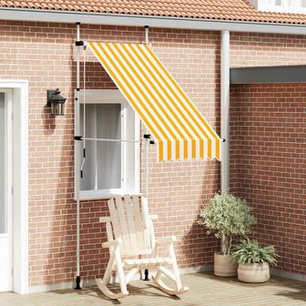 Luifel handmatig uittrekbaar 100 cm oranje en witte strepen 1