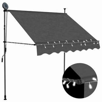 Luifel handmatig uitschuifbaar met LED 200 cm antracietkleurig 1