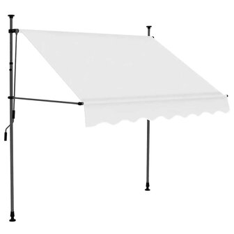 Luifel handmatig uitschuifbaar met LED 150 cm cr&egrave;mekleurig 2