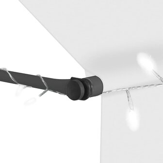 Luifel handmatig uitschuifbaar met LED 150 cm cr&egrave;mekleurig 5