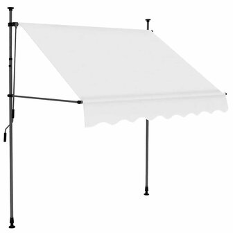 Luifel handmatig uitschuifbaar met LED 200 cm cr&egrave;mekleurig 2