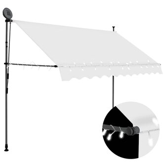 Luifel handmatig uitschuifbaar met LED 250 cm cr&egrave;mekleurig 1