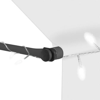 Luifel handmatig uitschuifbaar met LED 250 cm cr&egrave;mekleurig 5
