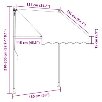 Luifel handmatig uitschuifbaar met LED 150 cm oranje en bruin 8