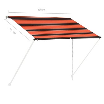 Luifel uittrekbaar 200x150 cm oranje en bruin 7