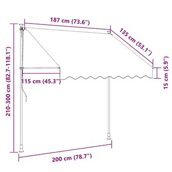 Luifel uittrekbaar 200x115 cm stof en staal cr&egrave;mekleurig 11