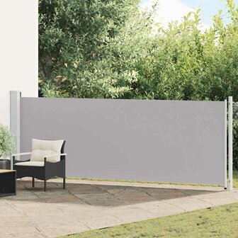 Tuinscherm uittrekbaar 140x600 cm grijs 1