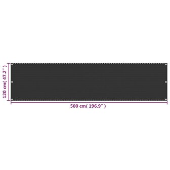 Balkonscherm 120x500 cm HDPE antracietkleurig 5