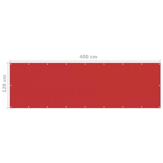 Balkonscherm 120x400 cm HDPE rood 5