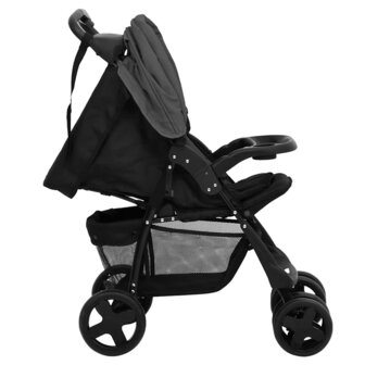 Kinderwagen 3-in-1 staal donkergrijs en zwart 11