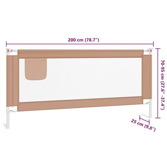 Bedhekje peuter 200x25 cm stof taupe 9