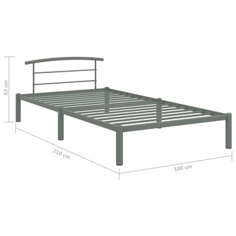 Bedframe metaal grijs 90x200 cm 7