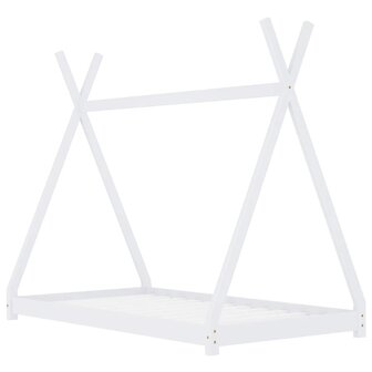 Kinderbedframe massief grenenhout wit 80x160 cm 2
