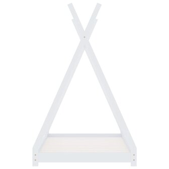 Kinderbedframe massief grenenhout wit 80x160 cm 4