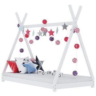 Kinderbedframe massief grenenhout wit 90x200 cm 1