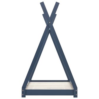 Kinderbedframe massief grenenhout grijs 70x140 cm 4