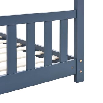 Kinderbedframe massief grenenhout grijs 80x160 cm 7