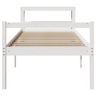 Seniorenbed met hoofdbord massief grenenhout wit 75x190 cm 4