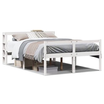 Seniorenbed met hoofdbord massief grenenhout wit 120x190 cm 2