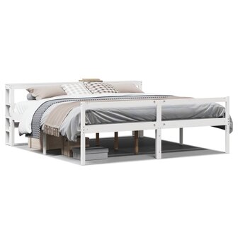 Seniorenbed met hoofdbord massief grenenhout wit 200x200 cm 2
