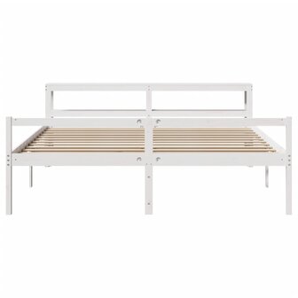 Seniorenbed met hoofdbord massief grenenhout wit 200x200 cm 4