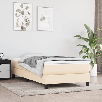 Boxspring bed 90x190 cm stof cr&egrave;mekleurig 1