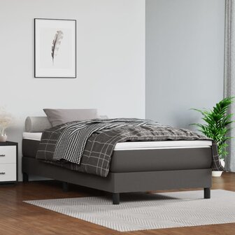 Boxspring bed kunstleer grijs 90x190 cm 1