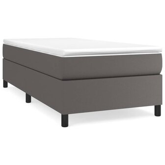 Boxspring bed kunstleer grijs 90x190 cm 2