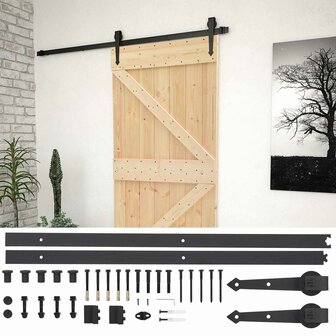 Schuifdeur Naturel en Zwart 80 x 210 cm Massief grenenhout 2
