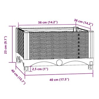 Plantenbak verhoogd 40x40x23 cm polypropeen 7