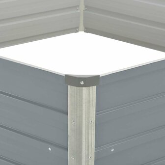 Plantenbak verhoogd 129x129x45 cm gegalvaniseerd staal grijs 4