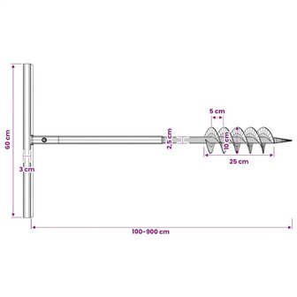 Grondboor 100 mm met 9 m verlengstuk Staal 11