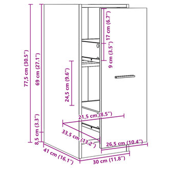 Apothekerskast 30x41x77,5 cm bewerkt hout zwart 10
