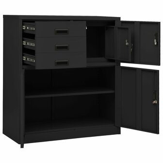 Kantoorkast met plantenbak 90x40x125 cm staal antracietkleurig 6
