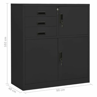 Kantoorkast met plantenbak 90x40x125 cm staal antracietkleurig 11