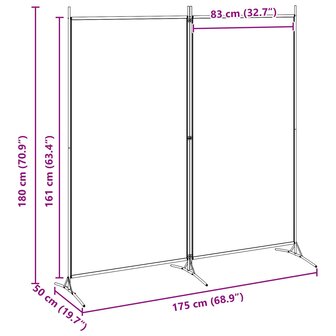 2-Panelen Kamerscherm Beige 175 x 180 cm Stof 8