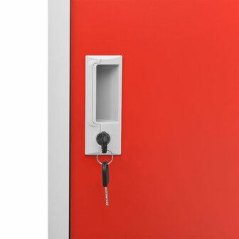 Lockerkasten 2 st 90x45x92,5 cm staal lichtgrijs en rood 7